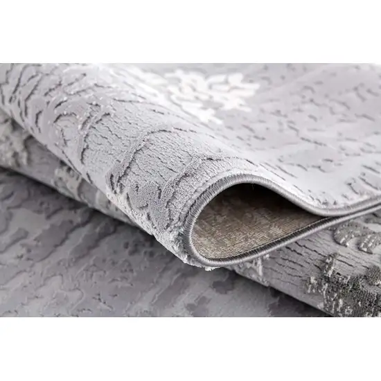 Gray Dripping Damask Area Rug Photo 6
