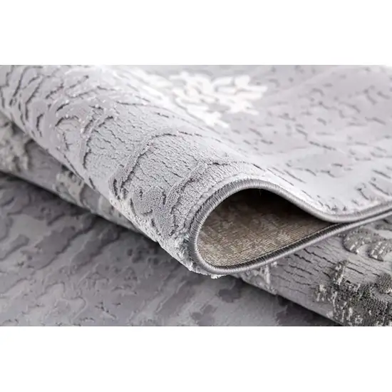 Gray Dripping Damask Runner Rug Photo 6