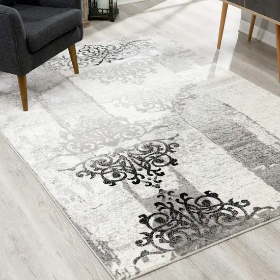 Gray Faded Filigree Pattern Area Rug Photo 4