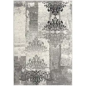 Photo of Gray Faded Filigree Pattern Area Rug