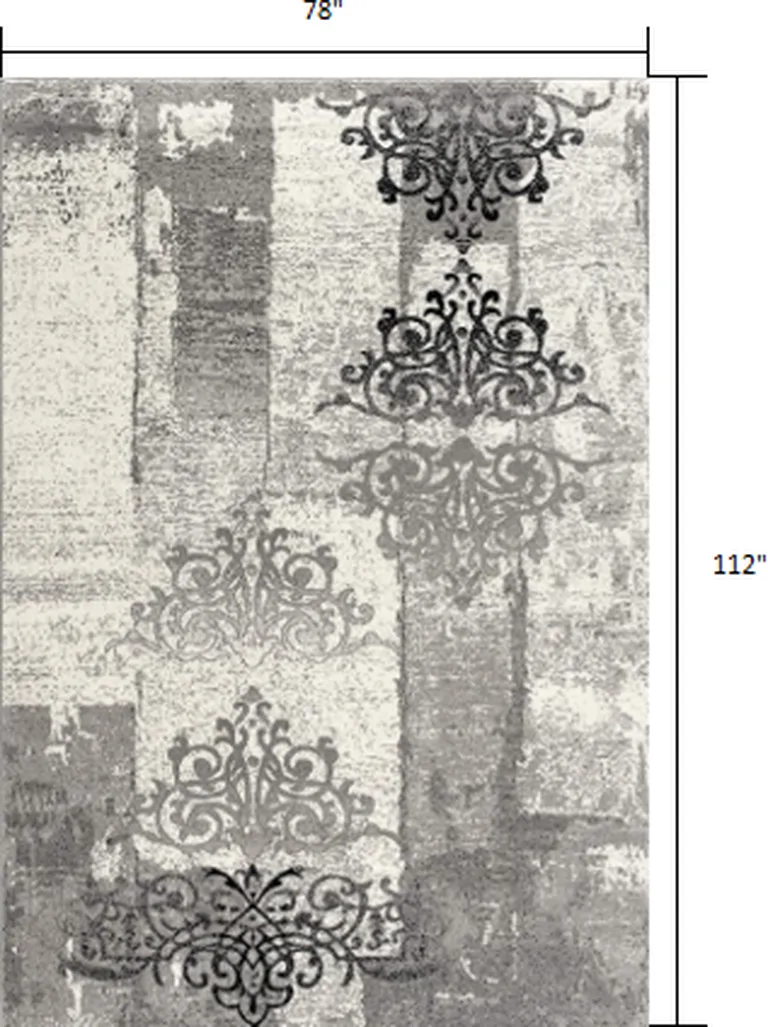 Gray Faded Filigree Pattern Area Rug Photo 3