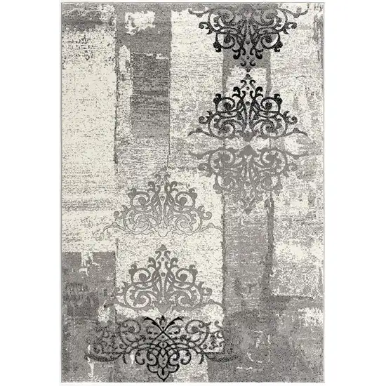 Gray Faded Filigree Pattern Area Rug Photo 1