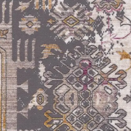 Gray Faded Tribal Motifs Area Rug Photo 4