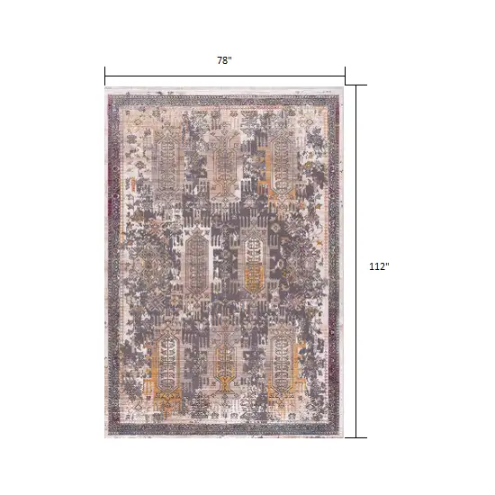 Gray Faded Tribal Motifs Area Rug Photo 2