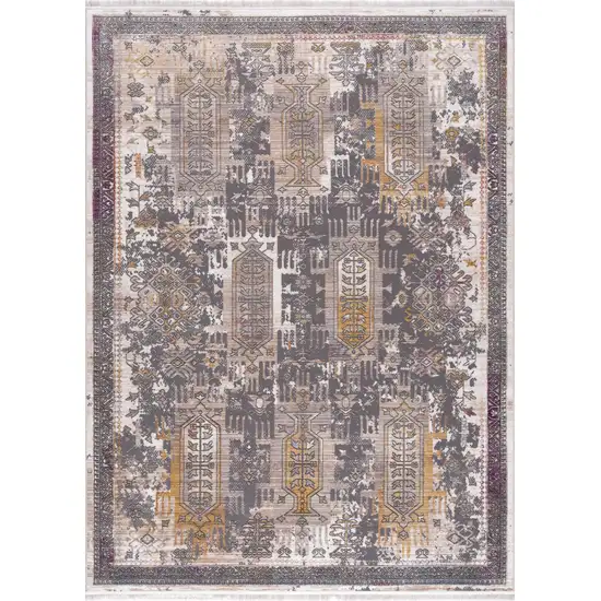 Gray Faded Tribal Motifs Area Rug Photo 5