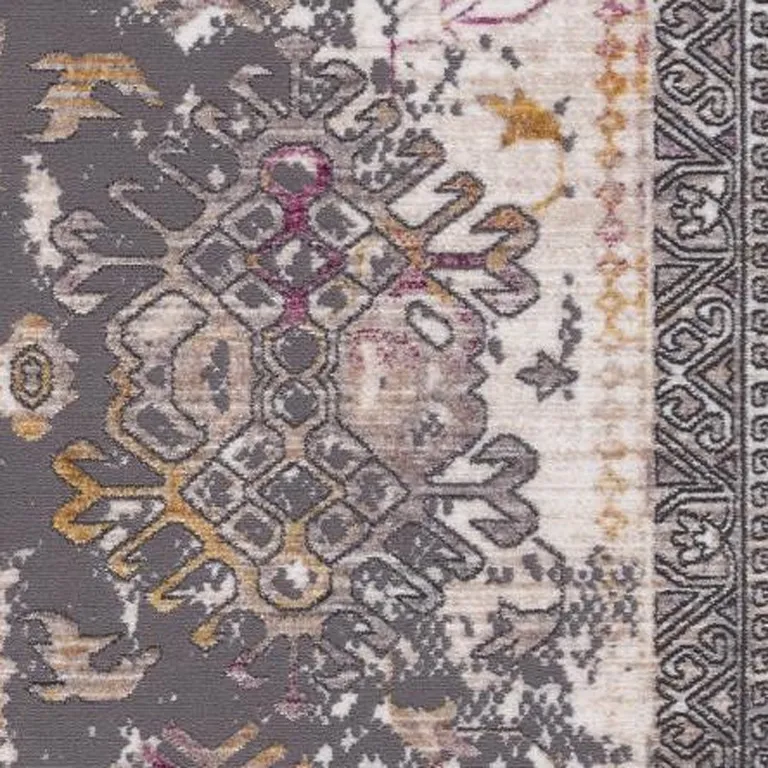 Gray Faded Tribal Motifs Area Rug Photo 4