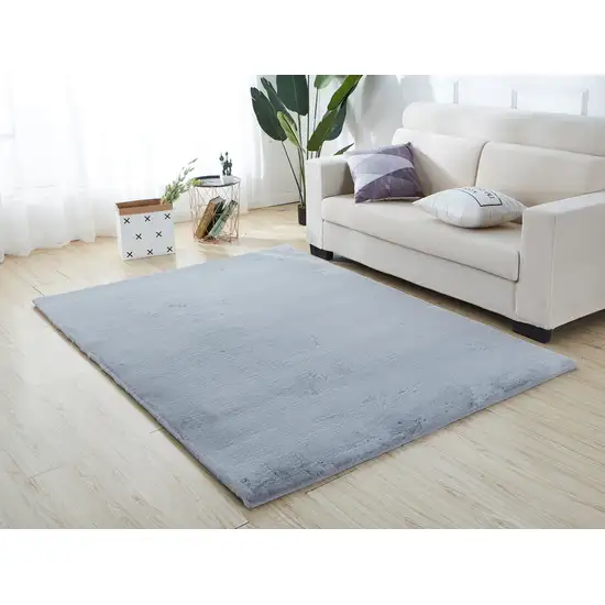 Gray Faux Fur Shag Non Skid Area Rug Photo 5