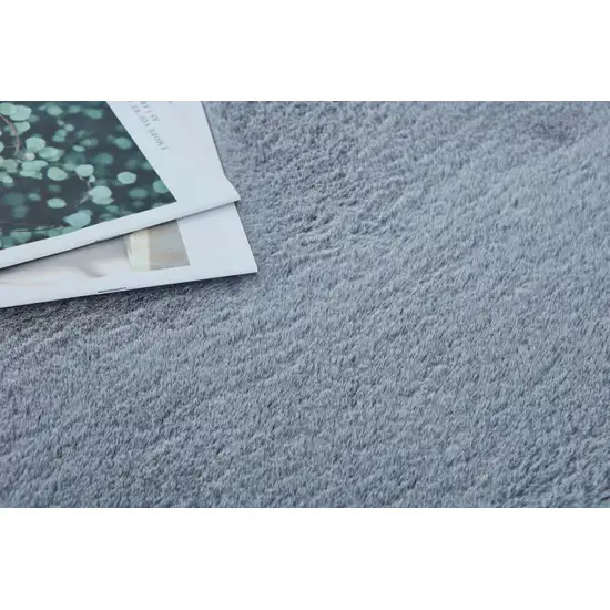 Gray Faux Fur Shag Non Skid Area Rug Photo 4