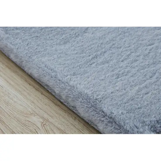 Gray Faux Fur Shag Non Skid Area Rug Photo 6