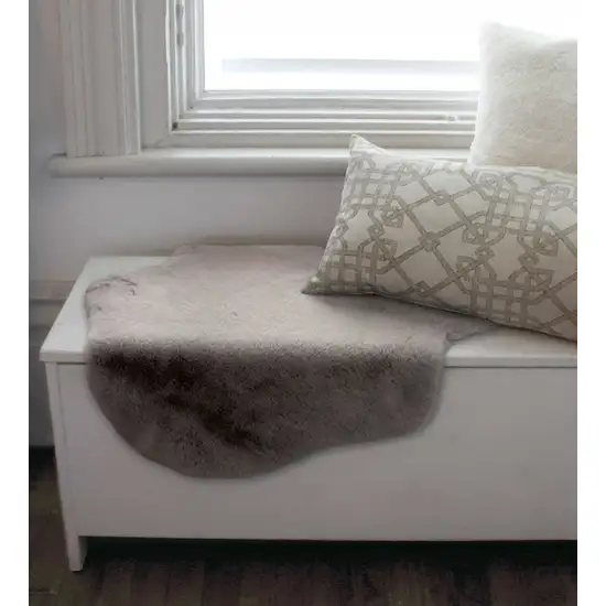 Gray Faux Rabbit Fur Area Rug Photo 6