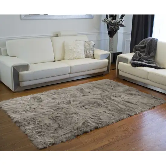 Gray Faux Sheepskin Area Rug Photo 3