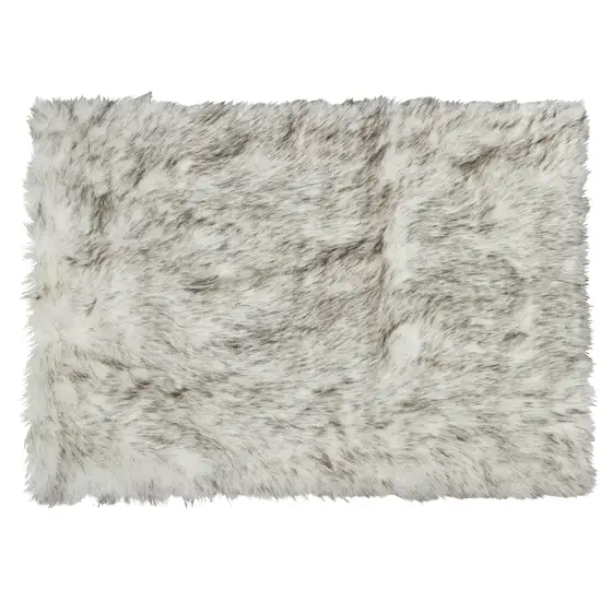 Gray Faux Sheepskin Printed Area Rug Photo 1