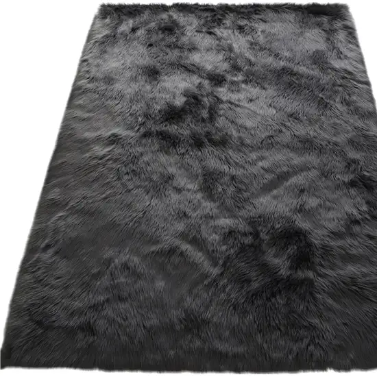 Gray Faux Sheepskin Washable Area Rug Photo 3