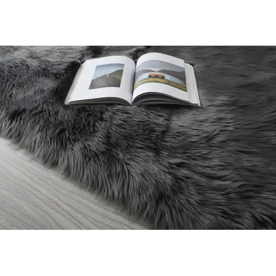 Gray Faux Sheepskin Washable Area Rug Photo 6