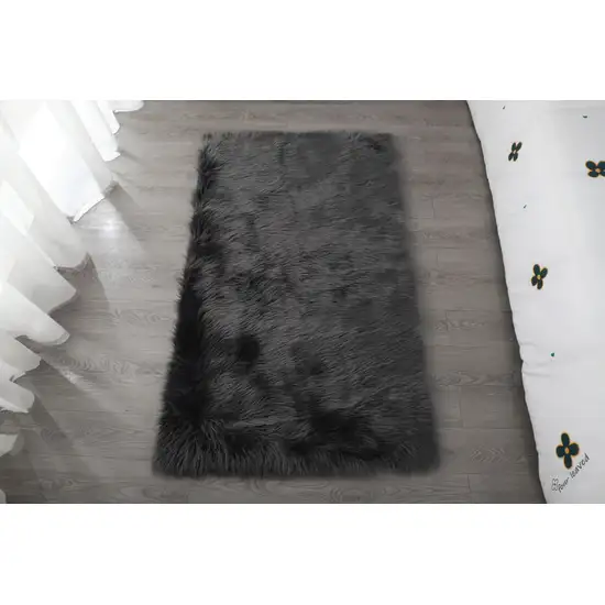 Gray Faux Sheepskin Washable Area Rug Photo 1