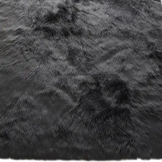 Gray Faux Sheepskin Washable Area Rug Photo 4