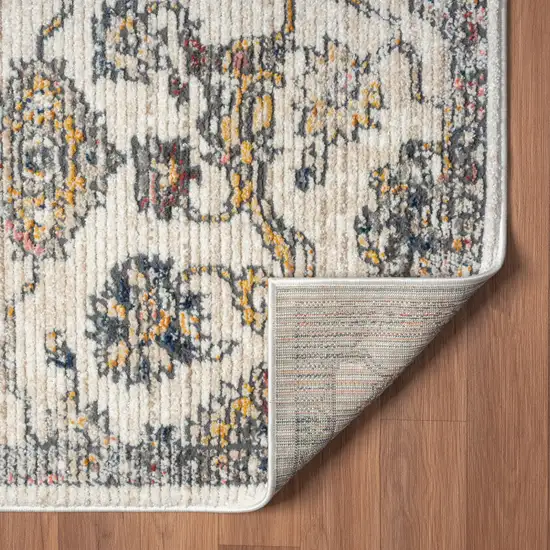 Gray Floral Area Rug Photo 5