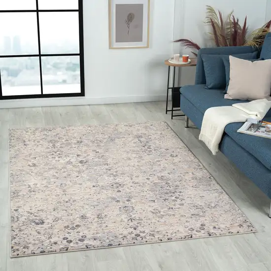 Gray Floral Area Rug Photo 6