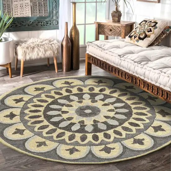 Gray Floral Bloom Area Rug Photo 8