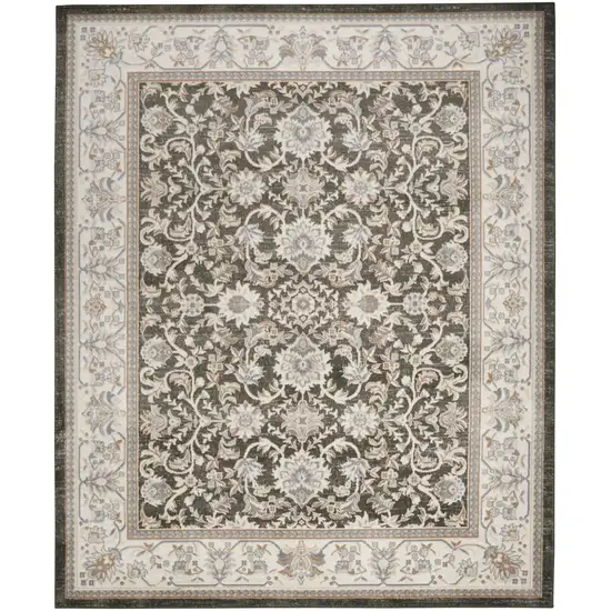 Gray Floral Distressed Area Rug Photo 1