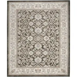 Photo of Gray Floral Distressed Area Rug