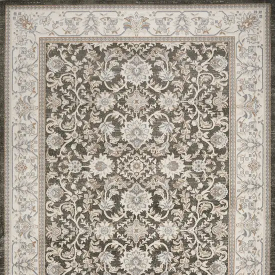 Gray Floral Distressed Area Rug Photo 8