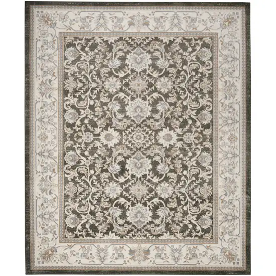 Gray Floral Distressed Area Rug Photo 8