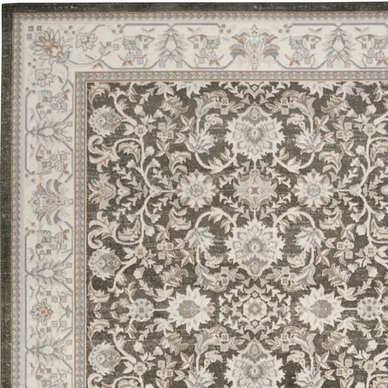 Gray Floral Distressed Area Rug Photo 7