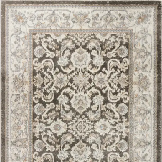 Gray Floral Distressed Area Rug Photo 8