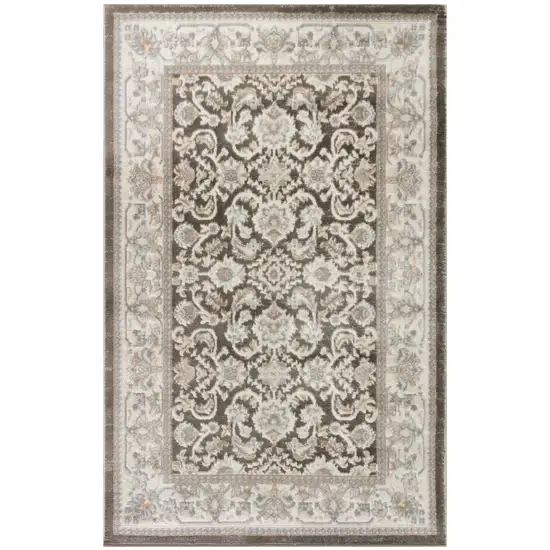 Gray Floral Distressed Area Rug Photo 1