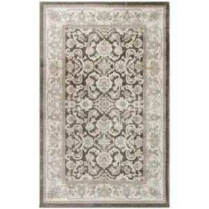 Photo of Gray Floral Distressed Area Rug