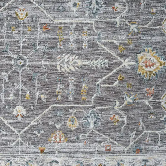 Gray Floral Distressed Runner Rug Photo 6