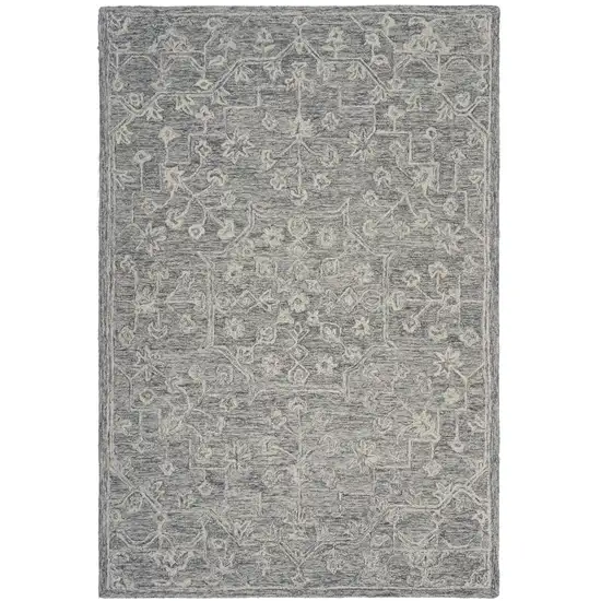 Gray Floral Finesse Area Rug Photo 8
