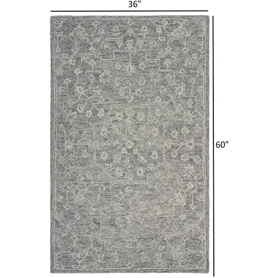 Gray Floral Finesse Area Rug Photo 7