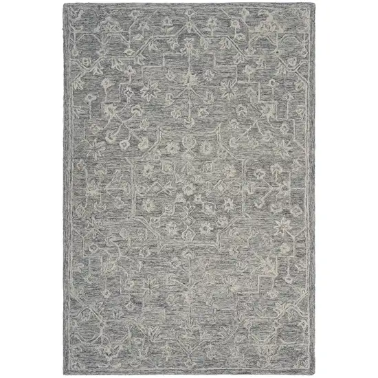 Gray Floral Finesse Area Rug Photo 7