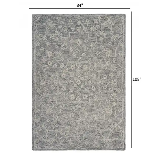Gray Floral Finesse Area Rug Photo 8