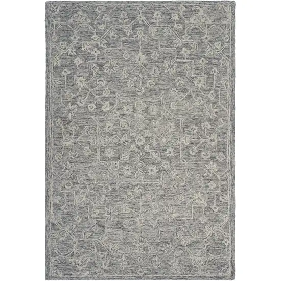 Gray Floral Finesse Area Rug Photo 7