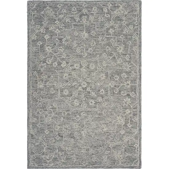 Gray Floral Finesse Area Rug Photo 1