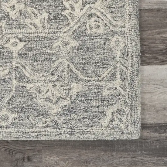 Gray Floral Finesse Area Rug Photo 6
