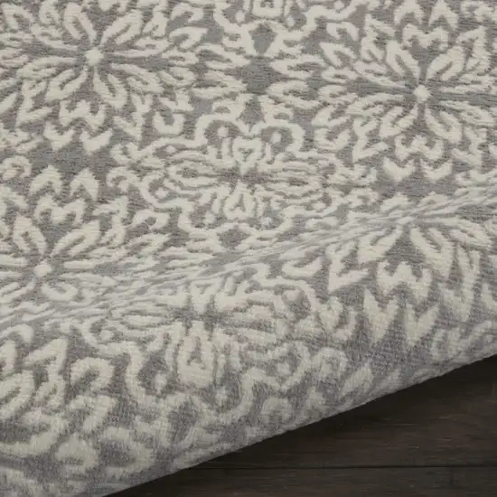 Gray Floral Power Loom Area Rug Photo 8