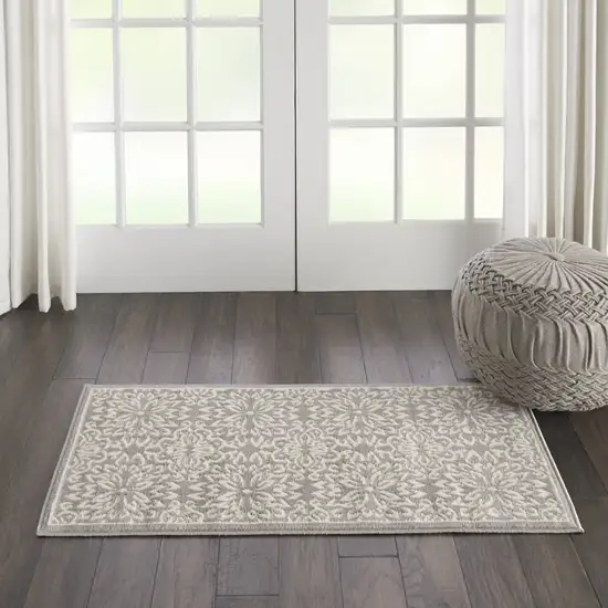 Gray Floral Power Loom Area Rug Photo 4