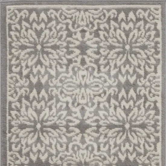 Gray Floral Power Loom Area Rug Photo 4