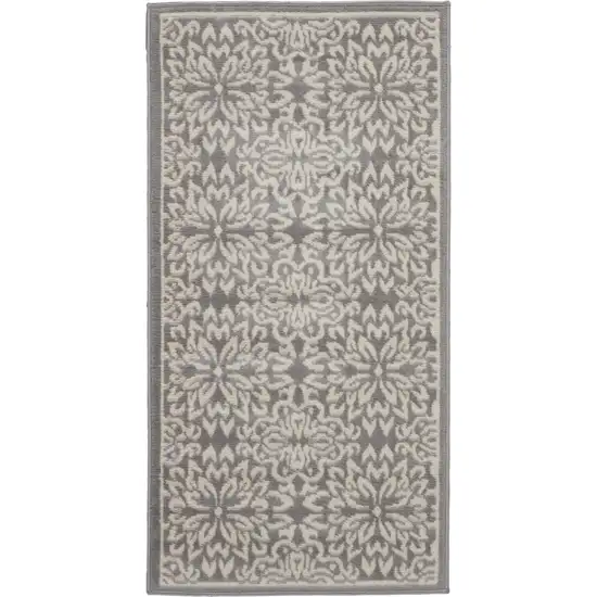 Gray Floral Power Loom Area Rug Photo 9