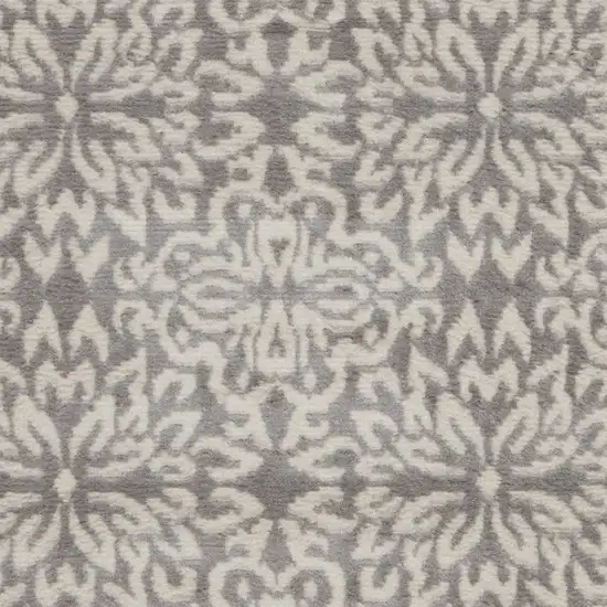 Gray Floral Power Loom Area Rug Photo 3