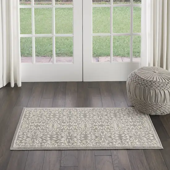 Gray Floral Power Loom Area Rug Photo 7