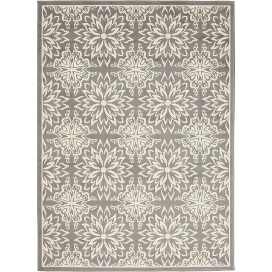 Gray Floral Power Loom Area Rug Photo 5