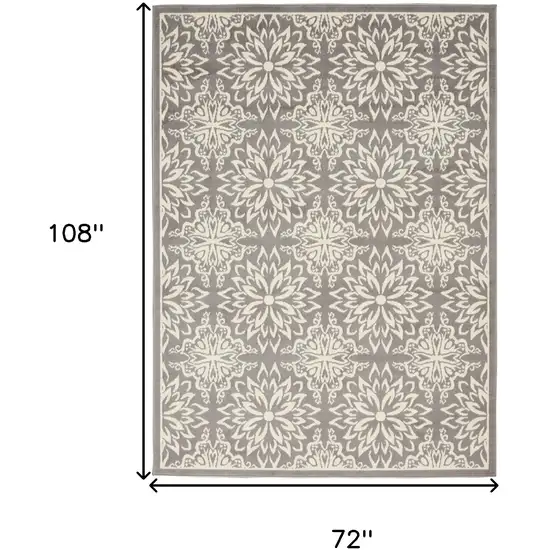 Gray Floral Power Loom Area Rug Photo 9