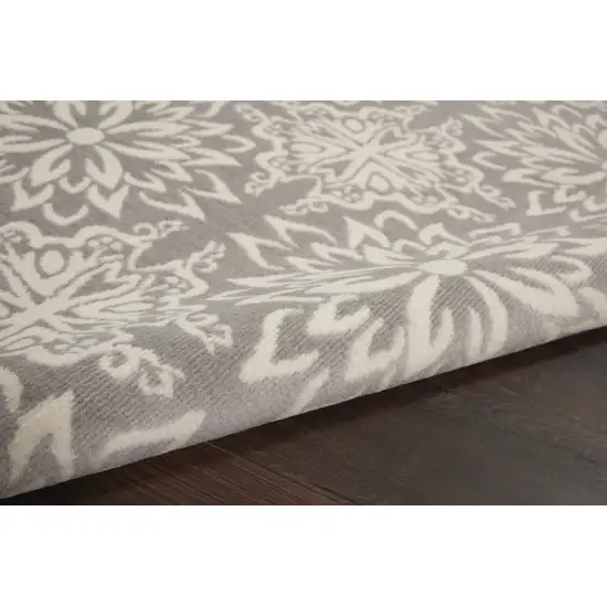 Gray Floral Power Loom Area Rug Photo 5