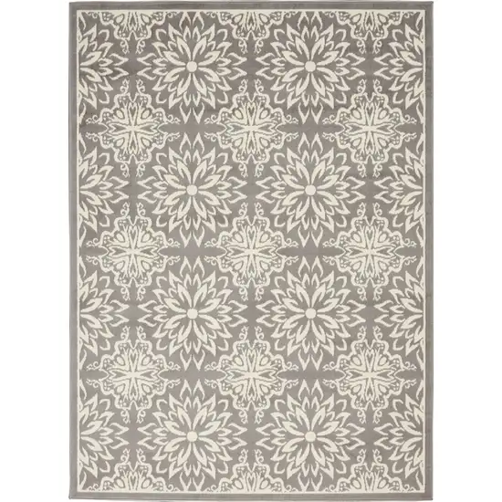 Gray Floral Power Loom Area Rug Photo 1