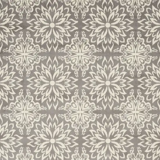 Gray Floral Power Loom Area Rug Photo 5